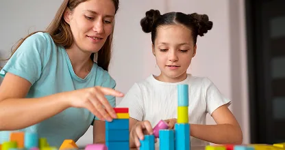 Child in a structured ABA therapy learning session