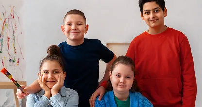 Children participating in a group therapy social skills activity